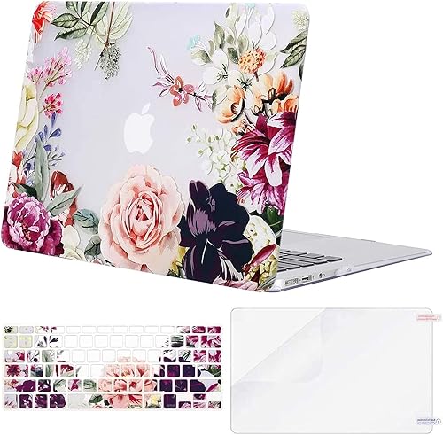 MOSISO Funda compatible con MacBook Air de 13 pulgadas (A1369 y A1466, versión anterior 2010-2017), carcasa rígida de plástico con hojas de rosa