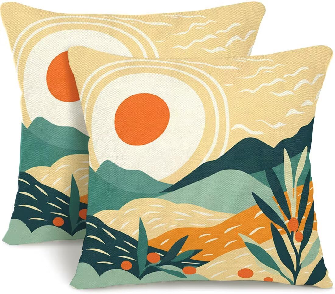 Wangllpgy Abstract Cushion Covers 35Cm X 35Cm Set Of 2 Throw Pillow Covers Landscape Pillow Cases Autumn Sofa Cushions Decorative Pillows With Invisible Zipper Pillowcases For Bedroom Living Room -Gy467