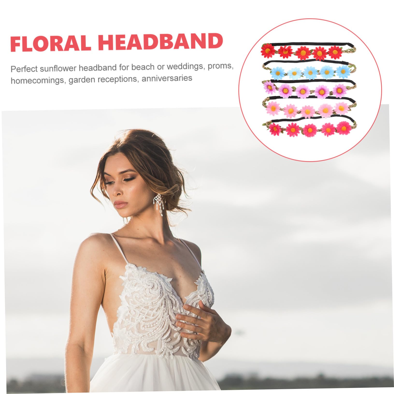 VICASKY 20 Pezzi Fasce con Fiori Girasole Colorati Cerchietti Elastici per Sposa e Feste Accessori Fotografici Eleganti per Matrimonio e Festival