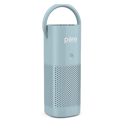 Pure Enrichment PureZone Mini Portable Air Purifier - True HEPA Filter Cleans Air, Helps Alleviate Allergies, Eliminates Smoke & More - Ideal for Traveling, Home, and Office Use (Starlight Blue)