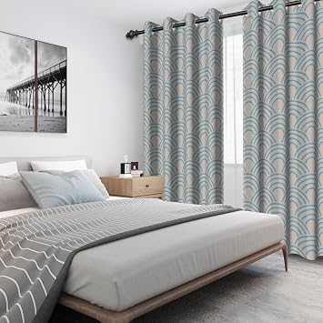Blackout Curtains for Bedroom, Wave Print Window Curtains 84 Inches Length 2 Panels Set Noise Reducing Thermal Insulated Window Drapes for Living Room,Blue,52 W x 84 L