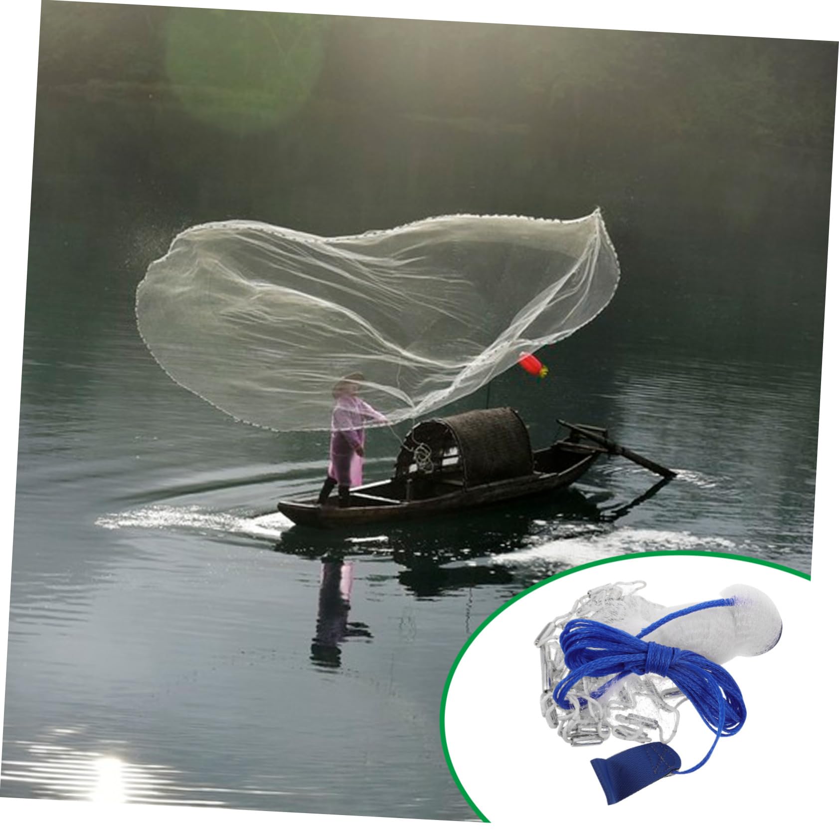Hemobllo 1.2m Rete Da Lancio Senza Anello Per Pesca Retino in Monofilamento Da Piedi Facile Da Lanciare Per Gamberetti e Pesci Adatto Per Laghi Fiumi e Oceani