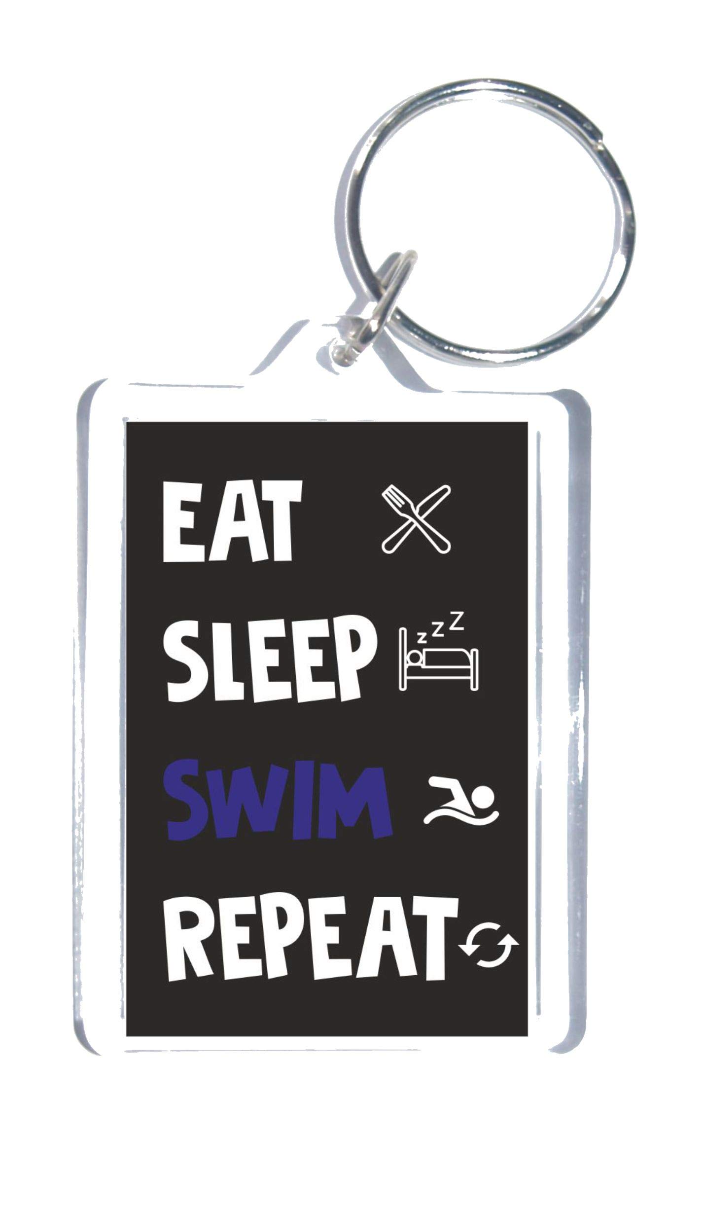Clare''S Cosmetics Black Clare's Cosmetics Swimming Keyring - Eat Sleep Swim Repeat - Novelty Keyring
