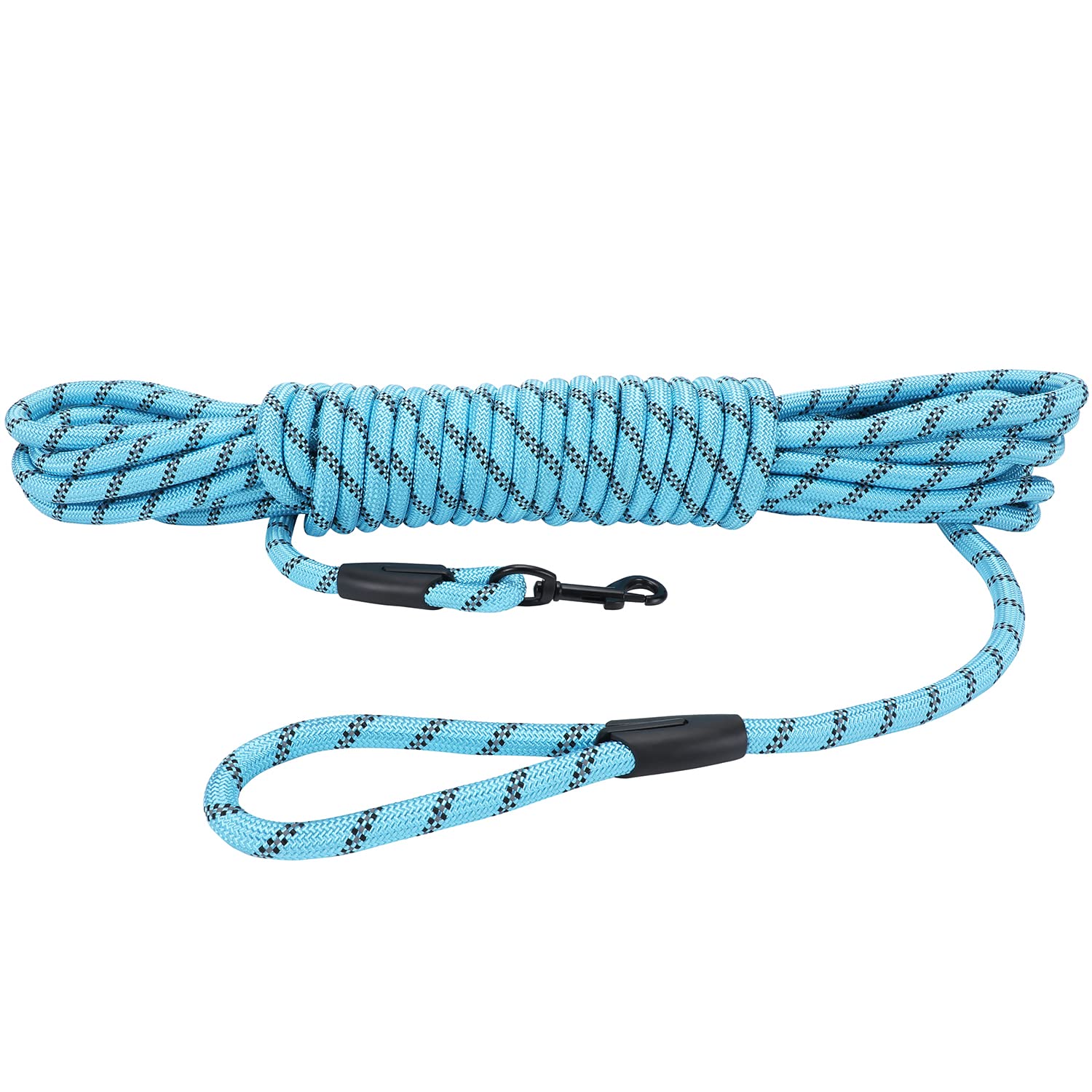 Long Dog Leash for Training 20Ft-Reflective Nylon Rope with Swivel Hook-Recall Agility Lead for Large Small Medium Dogs Outside Walking Hiking-Sky Blue Diam 1/2"