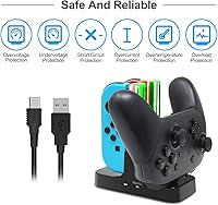 Vista 5 de Estación de carga compatible con controlador Pro para Joy Cons, reemplazo del cargador de controlador FYOUNG para SwitchSwitch LiteOLED con un
