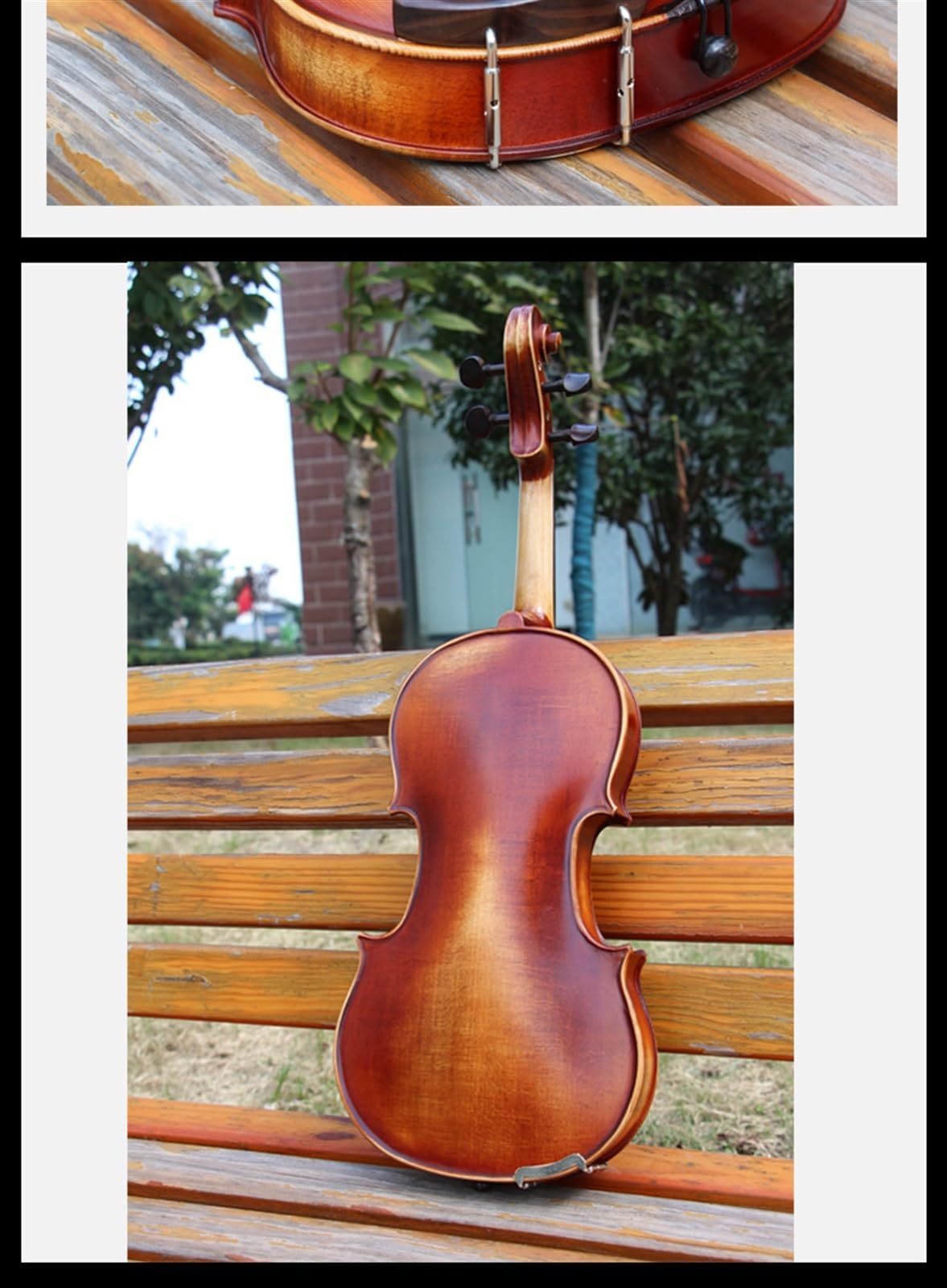 Violine Violine Massivholz Ebenholzteile Legierungssaiten Französischer Kinnhalter Vintage-Halbmatter Lack(1/8)