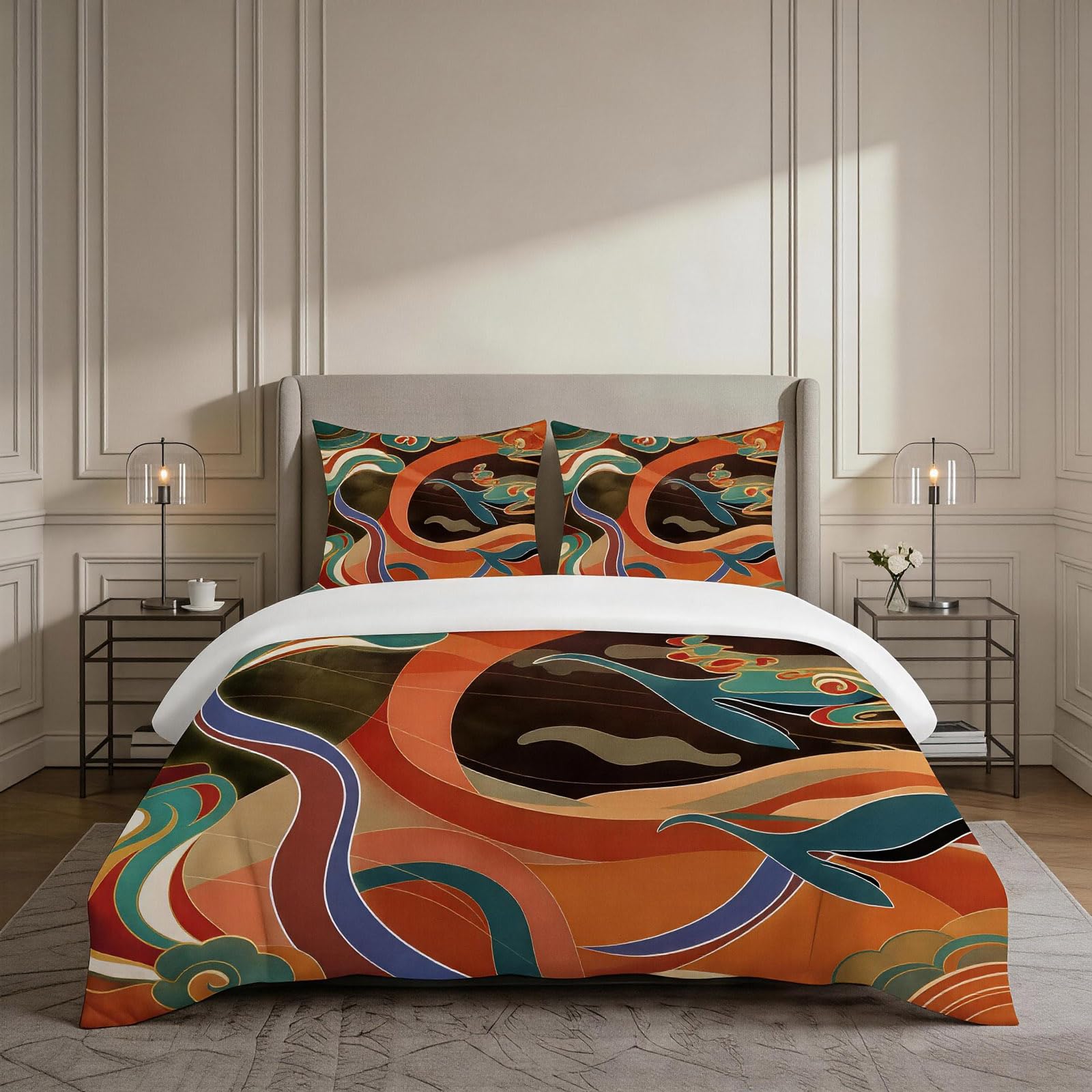 Housse de couette 140 x 190 cm anti-plis en microfibre pour un lit toujours impeccable