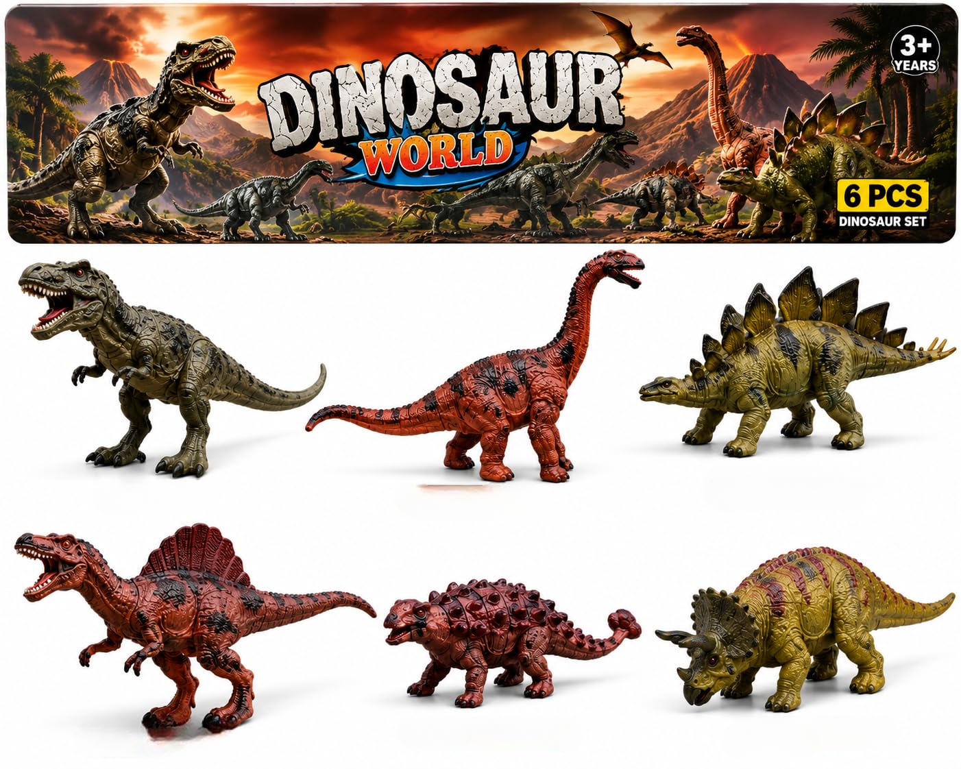 Buy Dinosaur World 6-Piece Dinosaur Toy Set for Kids – Realistic T