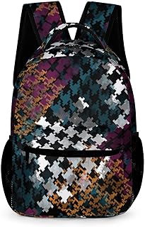 Niapessel Kids Backpack for School, Houndstooth Stripes Pattern Students Bookbags School Bags Girls Boys
