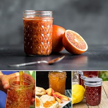 Mason Jars with Lids Set of 6,250ml/8.8Oz Jam Jars with Lids, Leak-Proof Pickle Jar Salad Jars Canning Jars,Preserving Wide Mouth Mason Jars for Jams,Pickle,Beans,Honey,Candy,Spices,Meal Prep