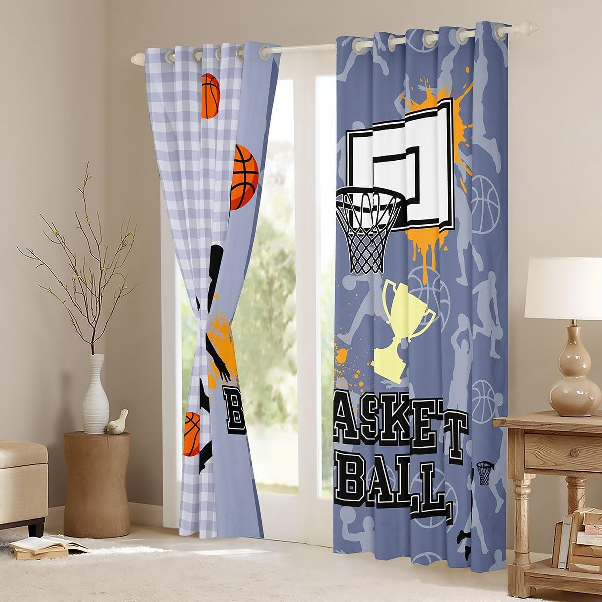 Feelyou Kids Boys Girls Basketball Blackout Curtains 2 Panels 38x45 Inch image 3