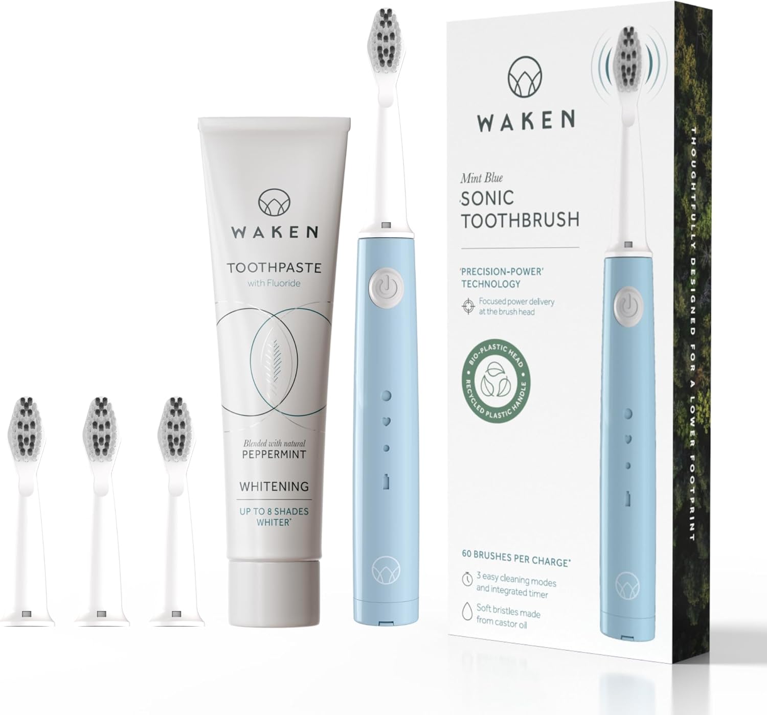 Waken Sonic Electric Toothbrush Whitening Bundle, PrecisionPower