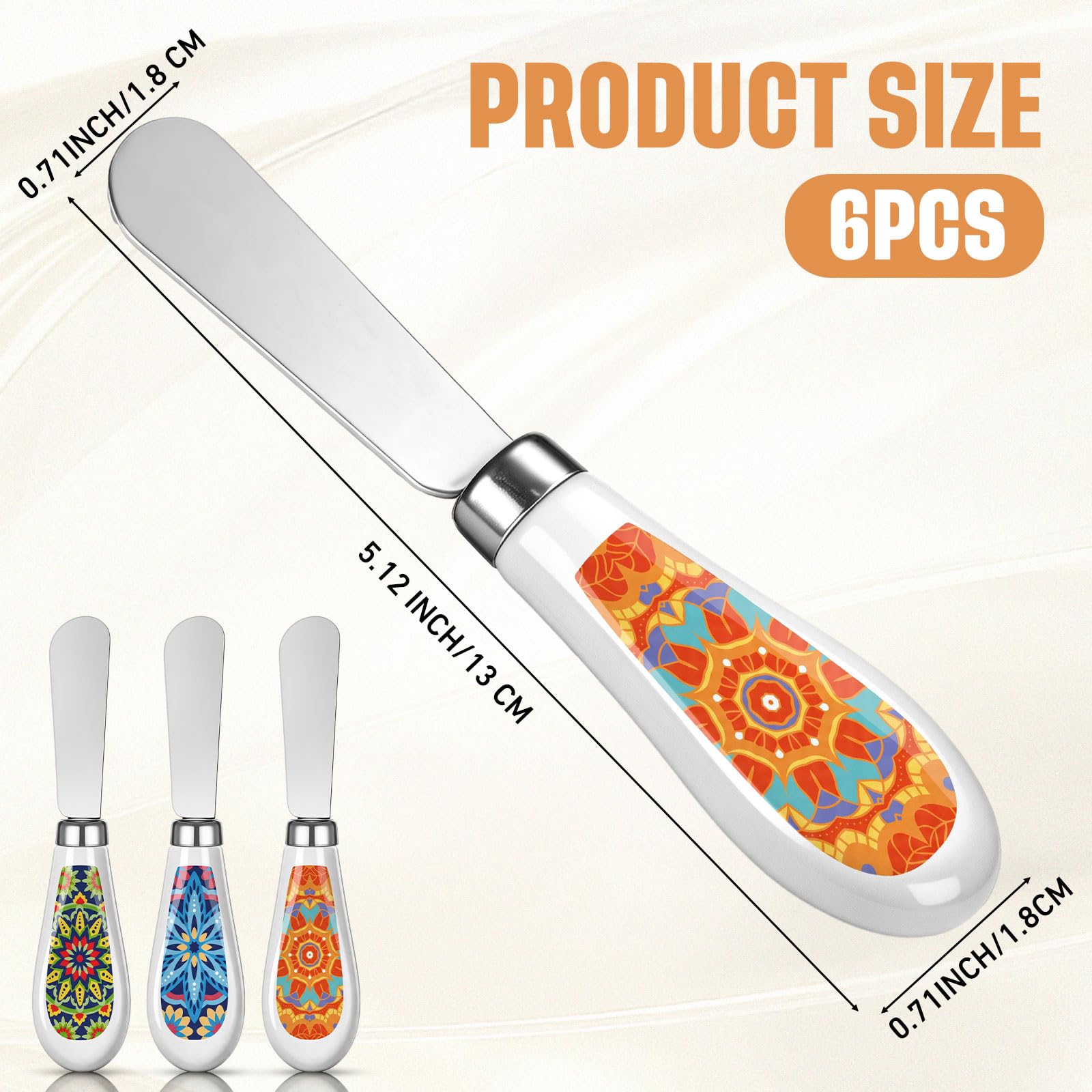 Boho Butter Knife Set - 6 Pack Cheese Spreader -3