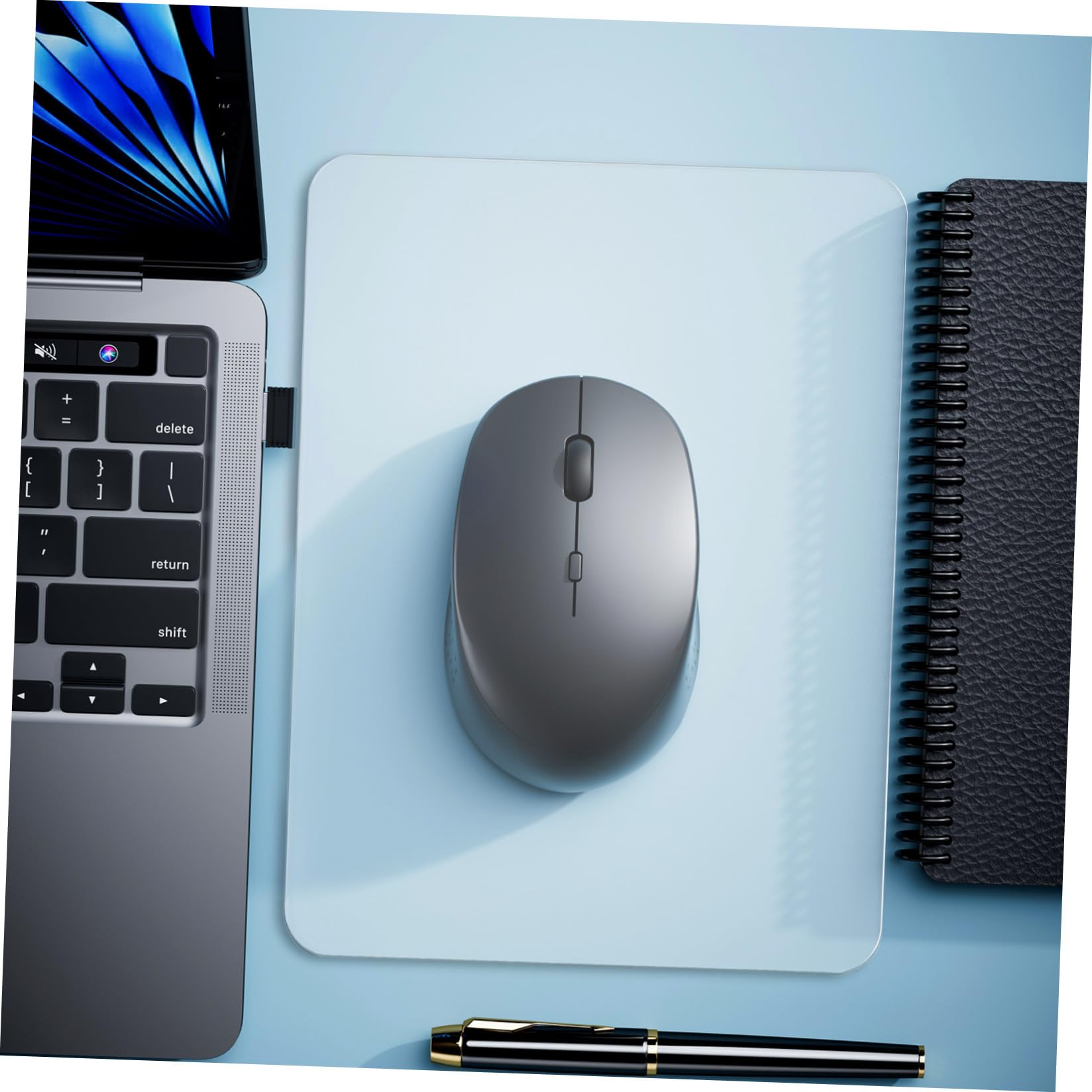 Mouse Pad in Vetro Trasparente per Gaming, Superficie Liscia