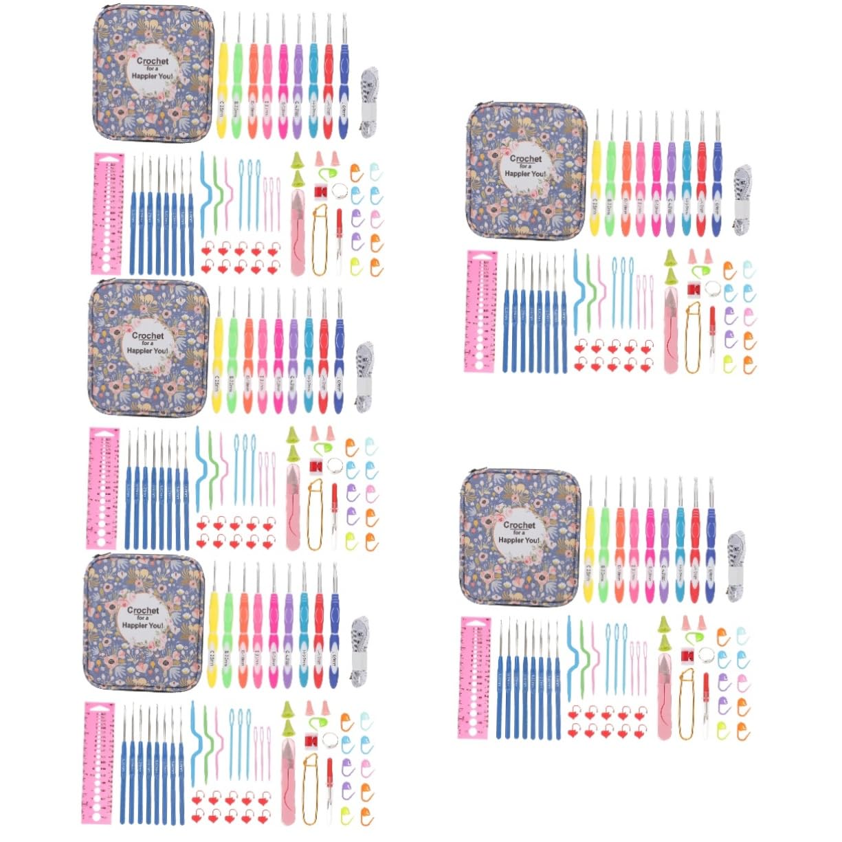 5 Juegos de Hilos de Tejido Kit de Ganchillo for Niños Kit de Ganchillo for Niños Kit de Agujas de Tejer Tamaños de Agujas de Ganchillo Kit de Tejer Mango Agujas de Tejer Marcadores de Tejer Herramien