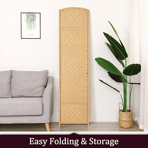 Miniatura 6 de Rose Home Fashion RHF Biombo de 6 pies de alto, paneles de fibra tejida en rombos, biombo divisor de habitación, biombo plegable.