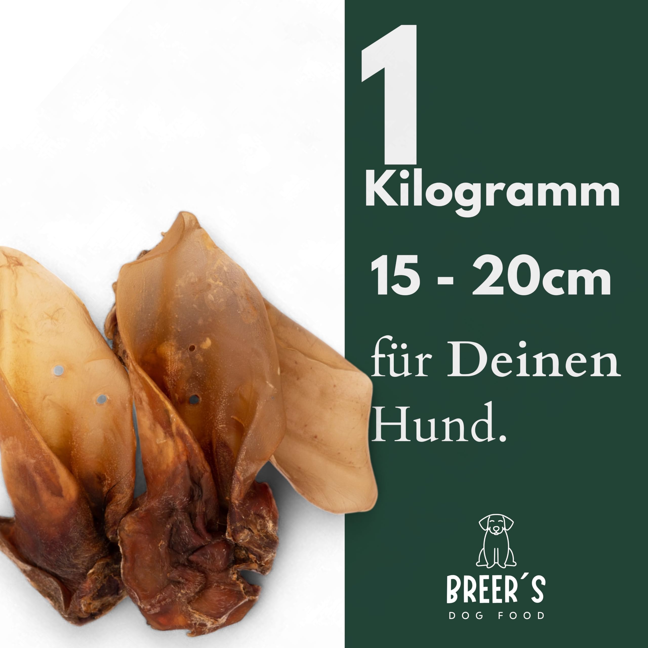 BREERs Getrocknete Rinderohren mit Muschel für Hunde 1 Kg aus eigener Deutscher Herstellung, Kauartikel für Groß & Klein