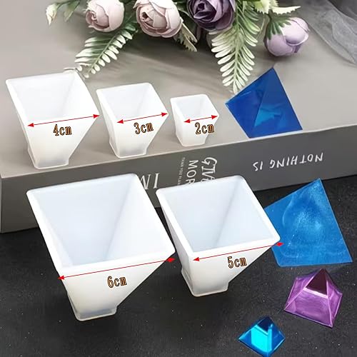 Miniatura 2 de Markeny Moldes de fundición de resina de 5 tamaños, molde de resina piramidal, moldes de silicona para manualidades, moldes de fundición