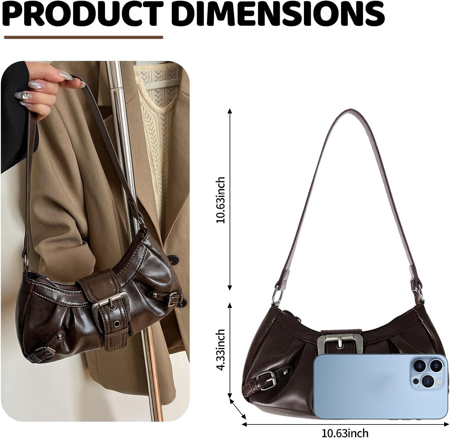 Shoulder Bag for Women, Small Punk Y2K Purse with Detachable Strap - Top Handle Underarm Clutch Y2K Bag - Image 4