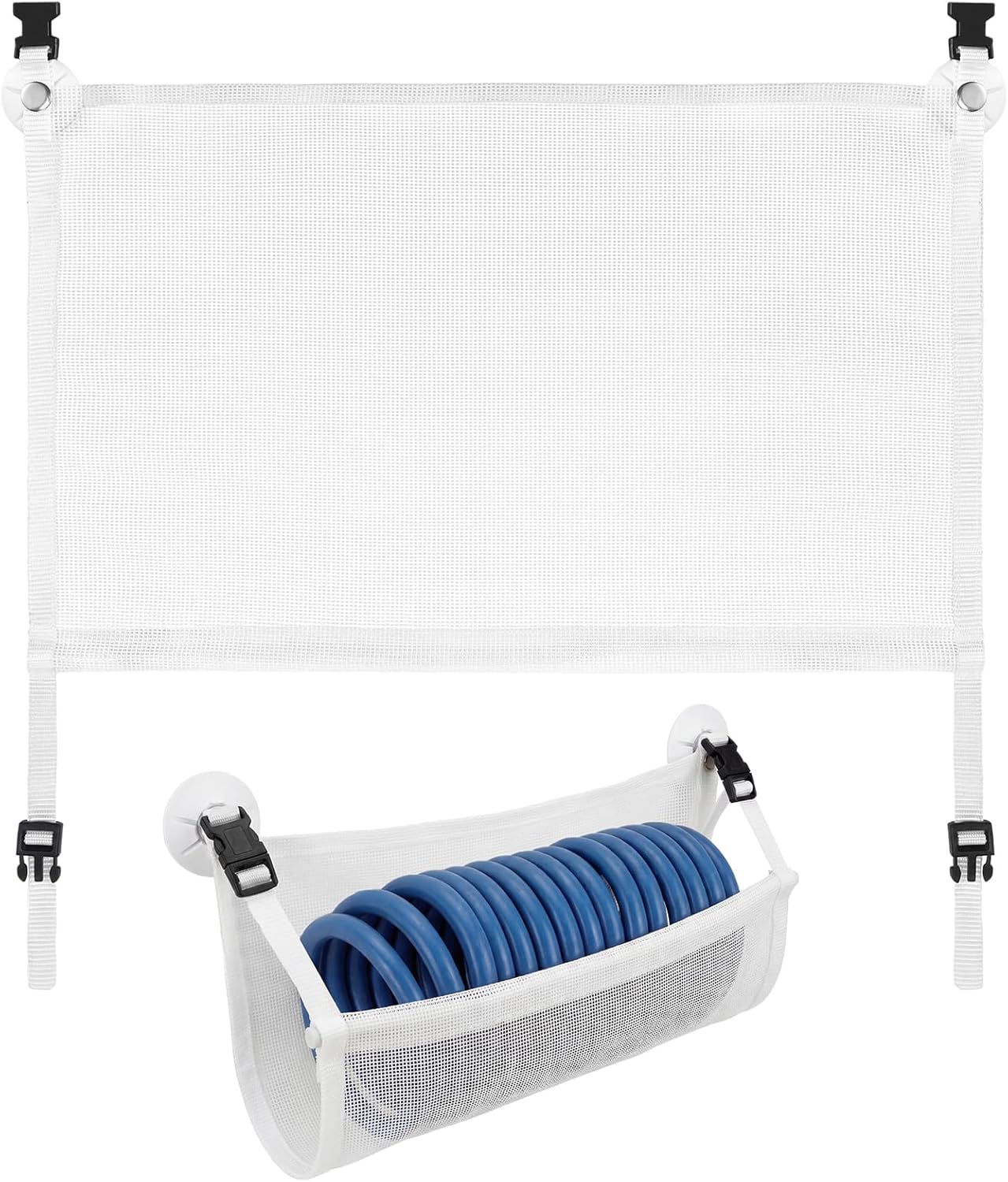 Boat Washdown Hose Hammock, White Coiled Marine Pressure Wash Hose Storage for All Types of Boats, Including Inflatable Boats, Speedboats, Yachts