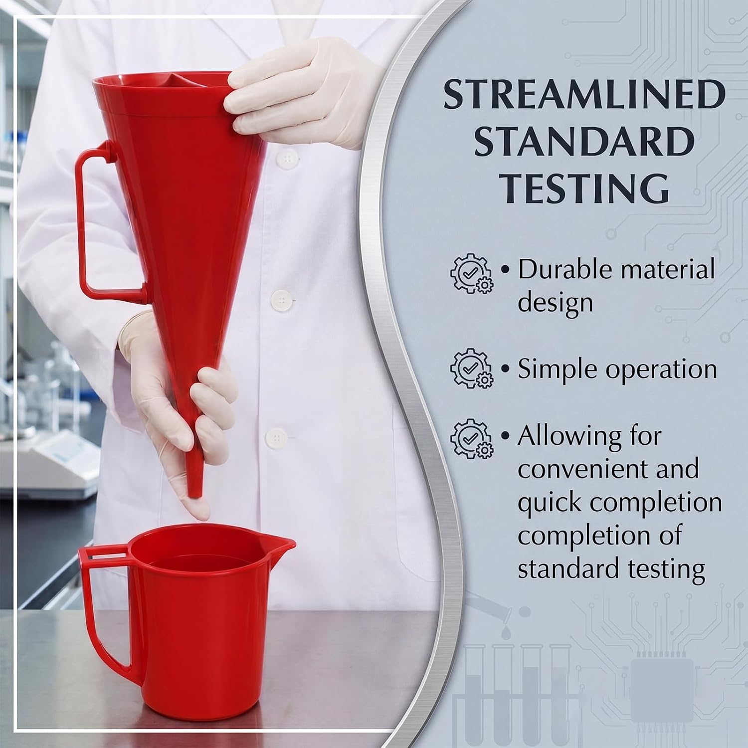 Hushee Marsh Funnel Viscometer Kit, 12 Mesh Screen Plastic Funnel with 946ml Measuring Cup & 2000ml Standard Cup, Drilling Mud Viscosity Tester for Oil Gas Drilling Measurement