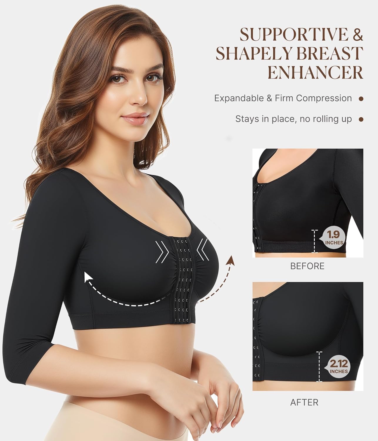 BRABIC Upper Arm Shaper for Women Fajas Post Surgery Compression Sleeves Front Closure Bra Arm Lipo Shapewear Tops - Image 2