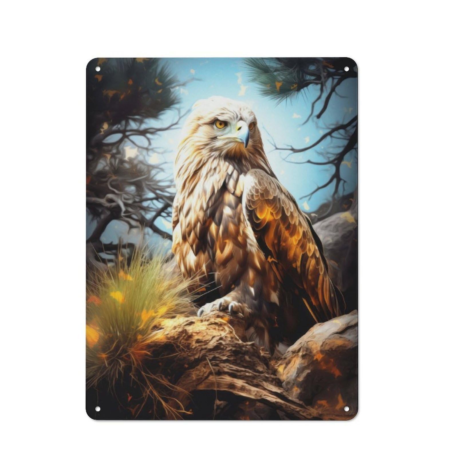 Junmoney Majestic Eagle Retro Metal Wall Sign 40X30cm With For Workshop Wall, For Vintage Wall Decor Fans, For Garage And Workshop Walls