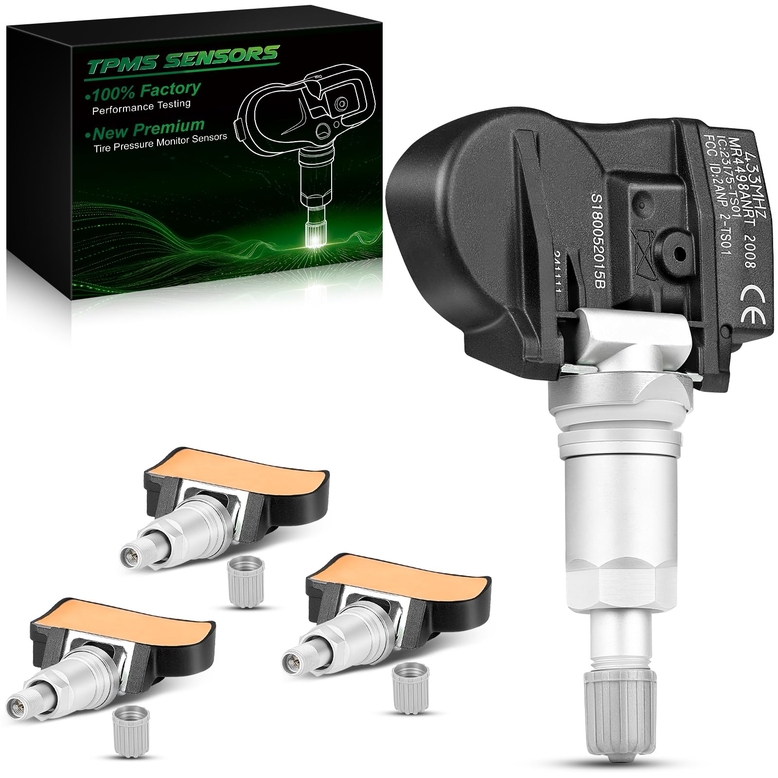Lot de 4 capteurs TPMS préprogrammés 315 MHZ pour : Dodge Caravan Avenger Charger Durango Grand Caravan pour Jeep Wrangler Liberty Commander Système de surveillance de la pression des pneus