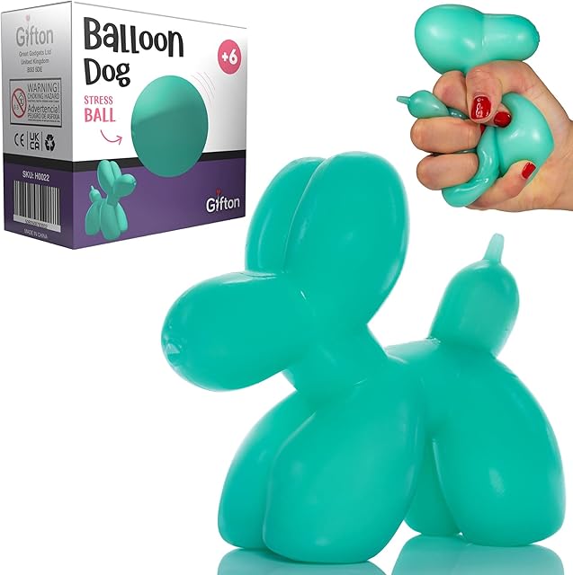 Gifton - DNA Stress Ball Balloon Dog - Squeeze Stress Relief Fidget Toy for Anxiety Autism Bad Habits - Sensory Stretchy Rubber Ball - Gift for Kids and Adults Men Women Boy Girl