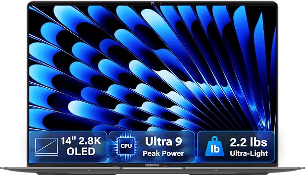 GEEKOM GeekBook X14 Pro Laptop, 2.2 lb Ultra Thin 14" 2.8K OLED Notebook