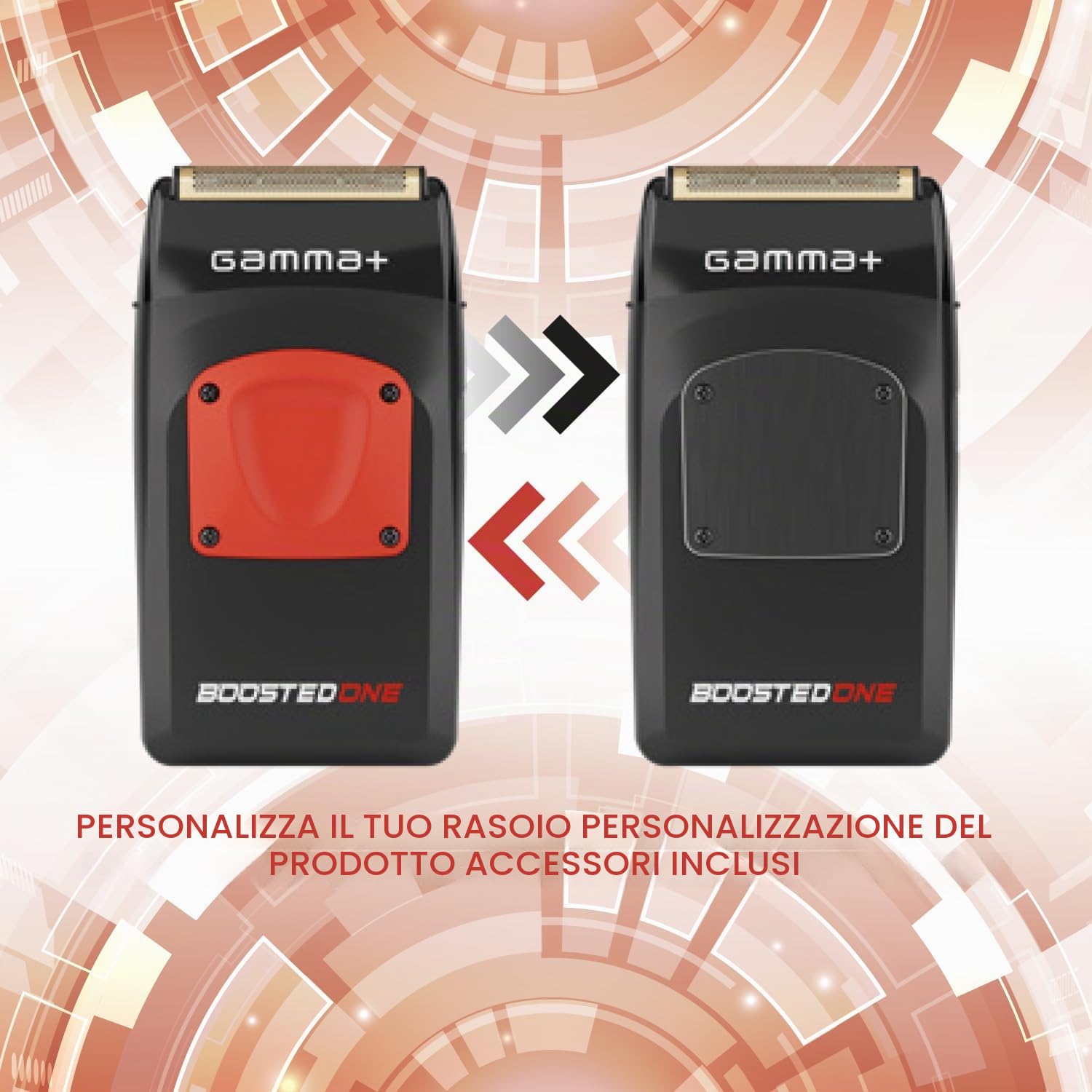 GAMMA+ Boosted One Foil Rasoio Elettrico Professionale a Lamina per Barba e Capelli, Rasoio Foil per Rifiniture e Sfumature, Motore 9.000 RPM, Autonomia 2 Ore, Ricarica USB-C, IPX4