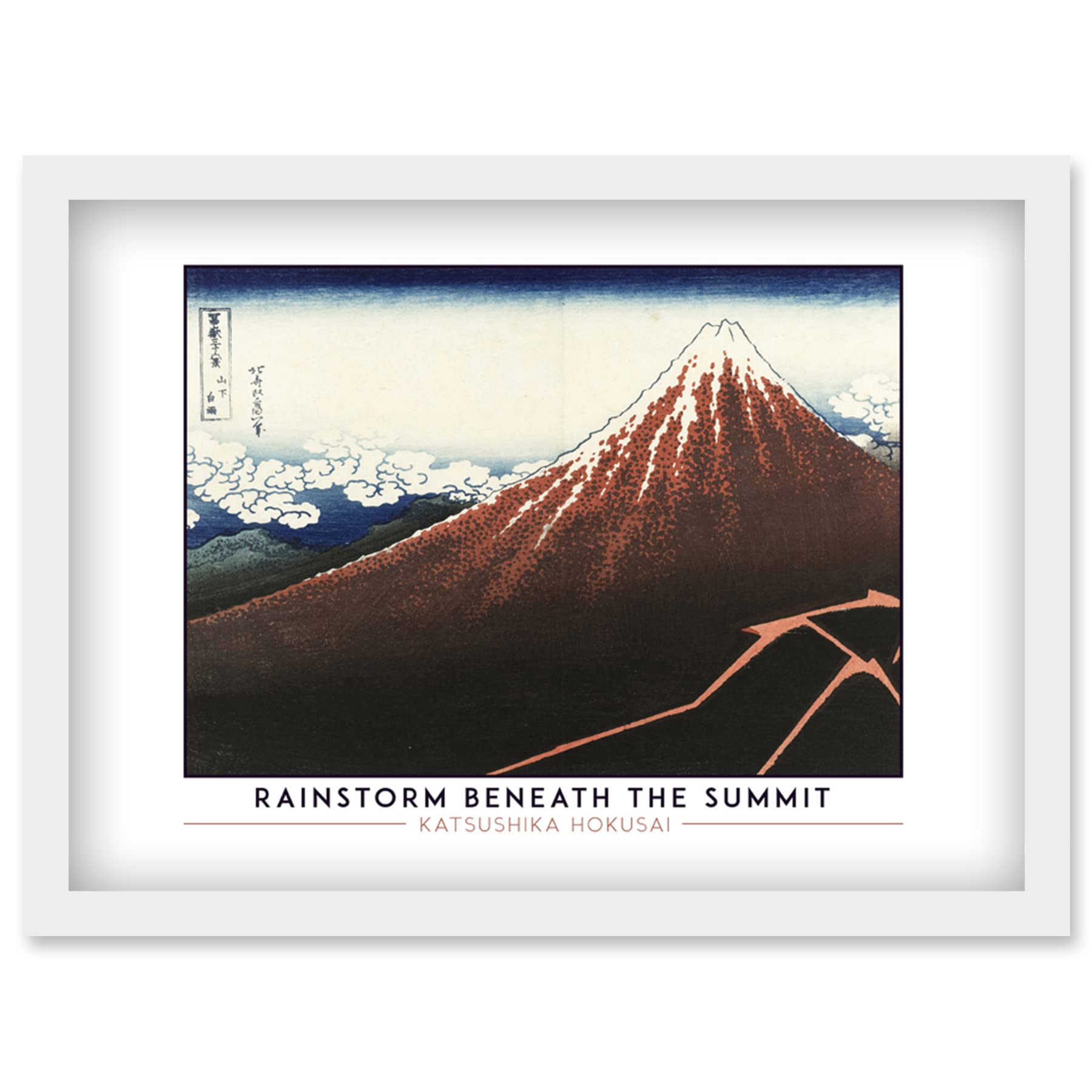 Wee Blue Coo Katsushika Hokusai Rainstorm Beneath The Summit Mount Fuji Painting Artwork Framed Wall Art Print A4