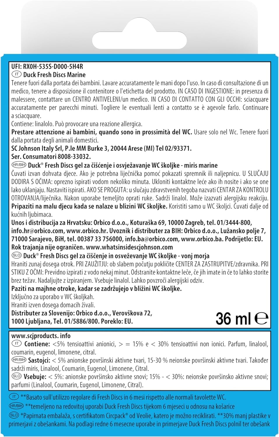 Duck Fresh Discs Base per Dischi Gel Igienizzanti WC, Fragranza Marine, Confezione da 1 Applicatore e 6 Dischetti