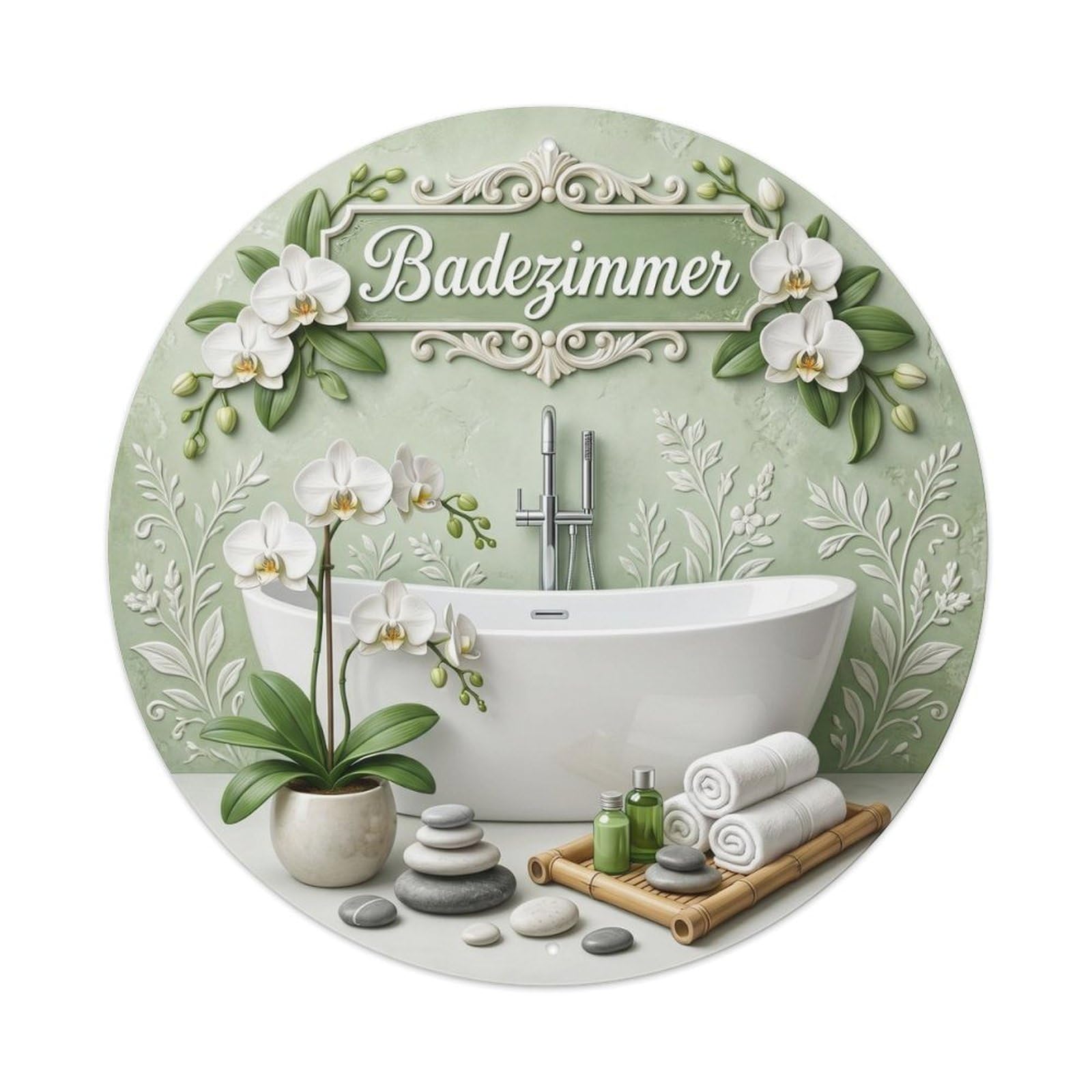 Yrnq Vintage Style Bathroom Orchid Vintage Bathroom Wall Vintage Metal Tin Sign Plaque Wall Decor For Cafe, Club, Garden Round Metal Poster 8X8inch