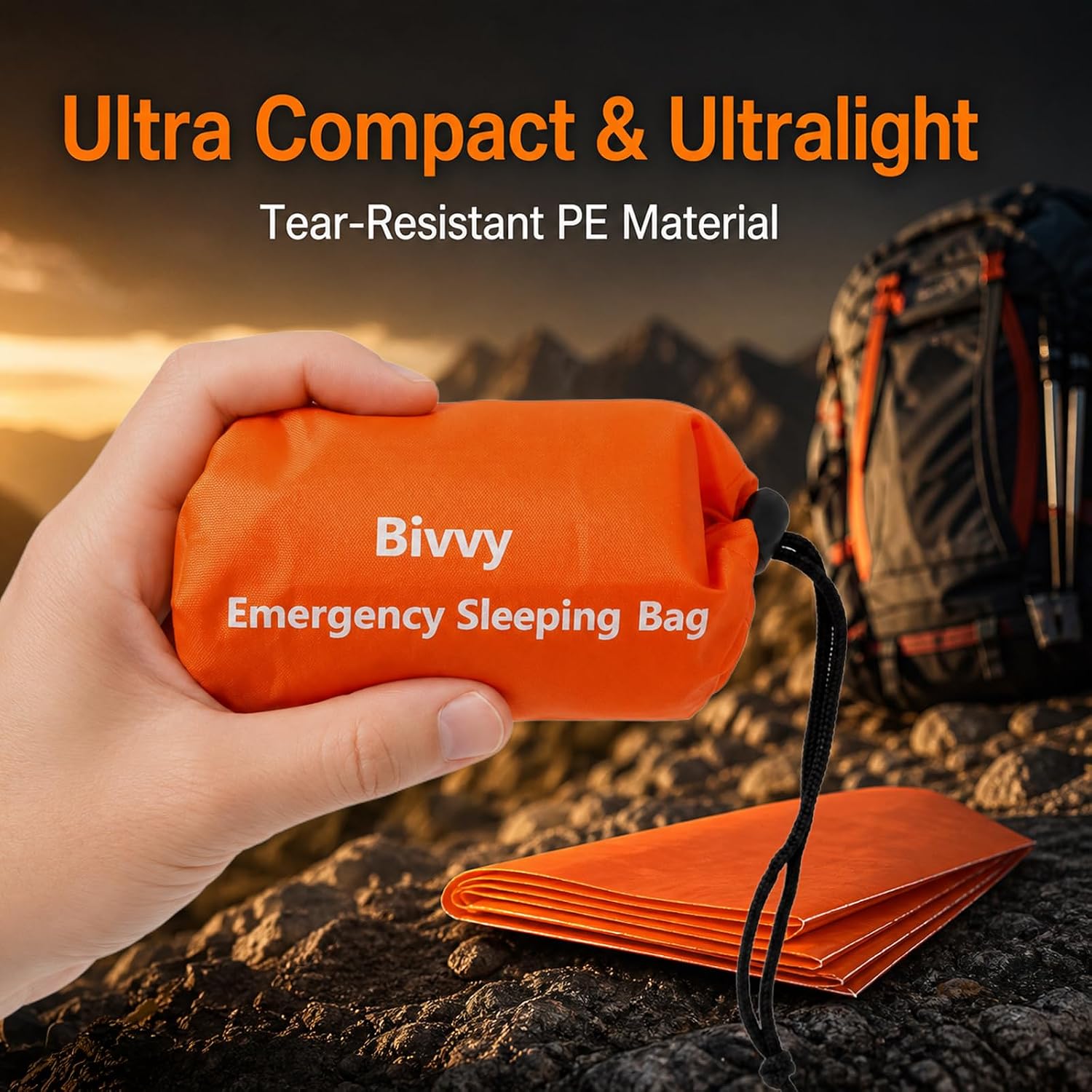 PE Emergency Sleeping Bag for Survival Portable Thermal Bivy Sack