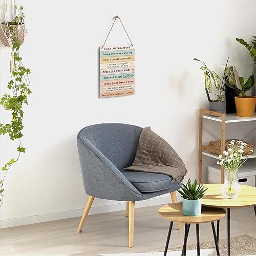 Miniatura 4 de Decoración de pared de afirmaciones positivas para el hogar, arte de pared inspirador diario de afirmación, letrero de madera, decoración de pared