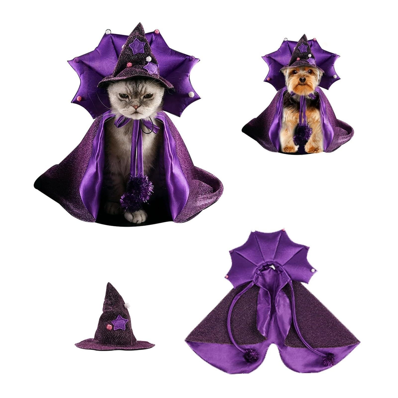Cape de vampire d'Halloween ajustable sans stress pour chat et petit chien