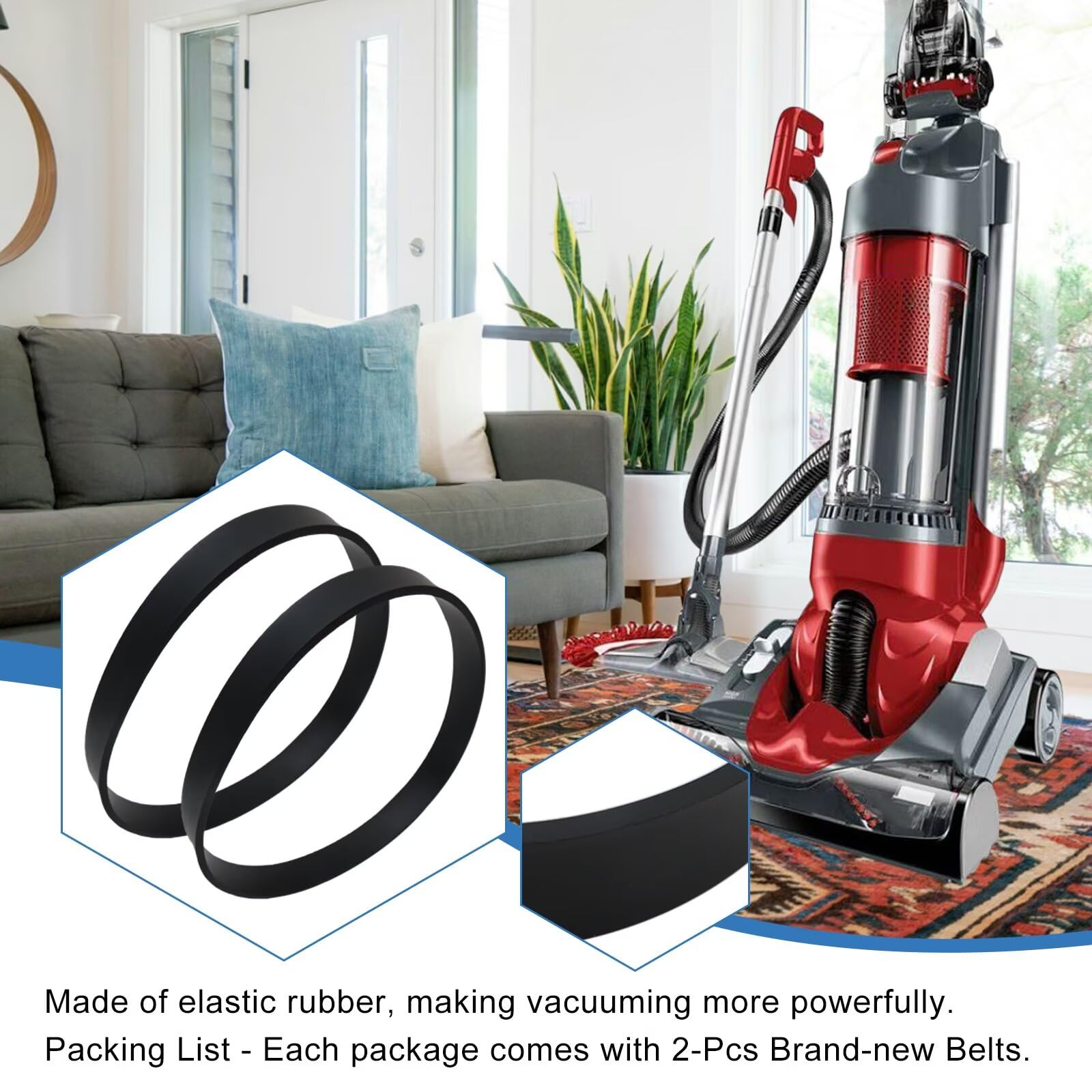 Life Girl Star Black Flat Drive Belt Replacement for Dirt Devil (Royal) Featherlite/Powerlite/Swivel Glide/Power Max Pet Upright Vacuum M085530, Replace 1LU0310X00/ 3720310001/1540310001-2 Pcs