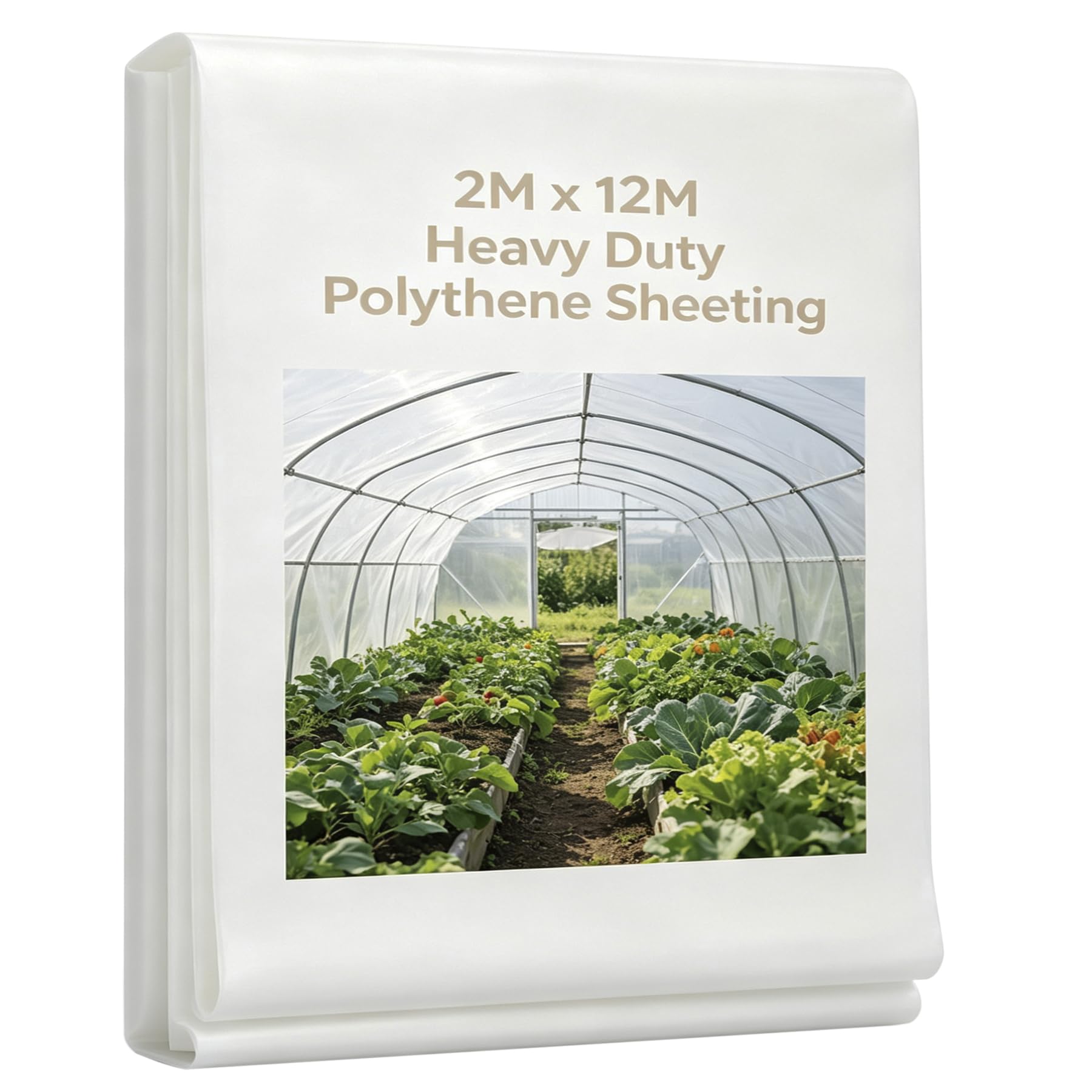 HRJZF 2M X 12M Extra Thick Plastic Sheeting,Heavy Duty Clear Polythene Sheet Thickened Polytunnel Membrane for Greenhouse Waterproof Garden Dust Sheet Gardening Grow Insulation