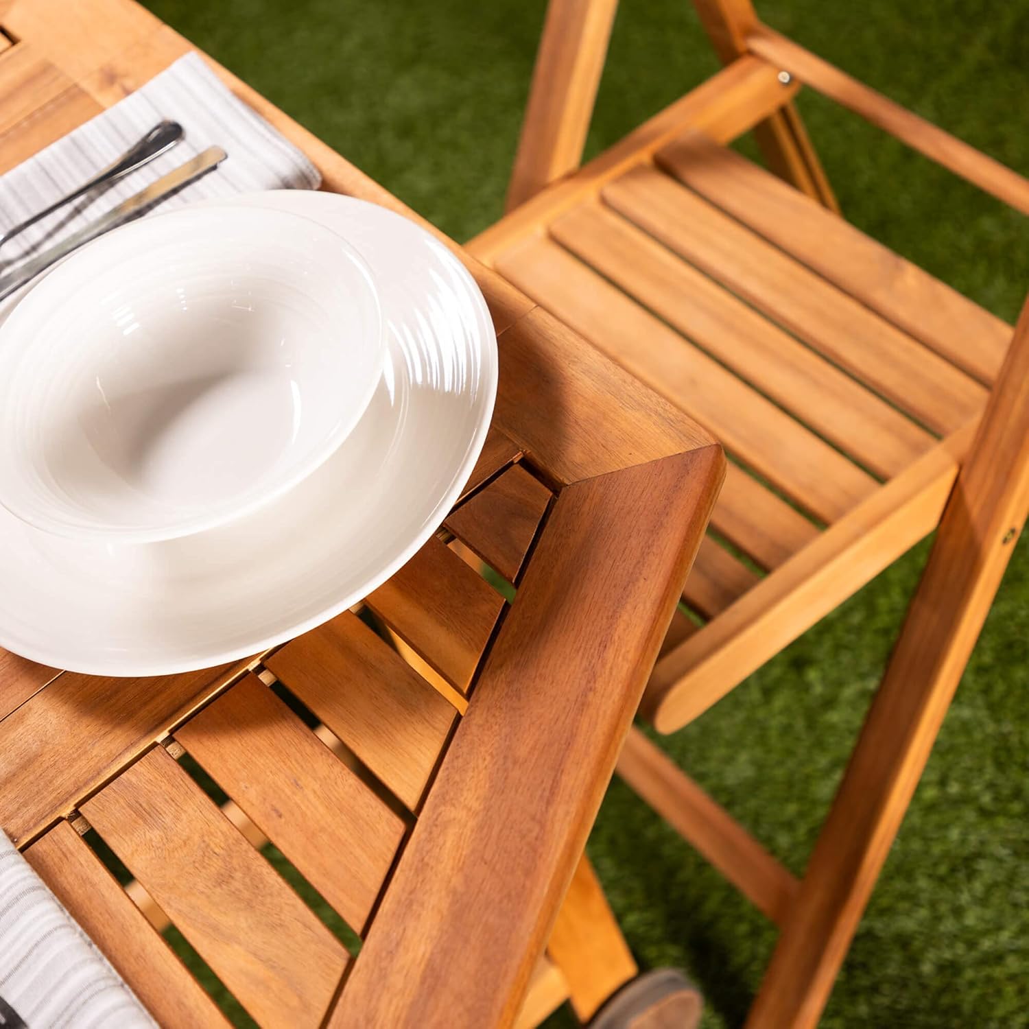 Buy Alfresia Wooden Garden Table and Chairs Folding Drop Leaf Outdoor Dining Set Acacia