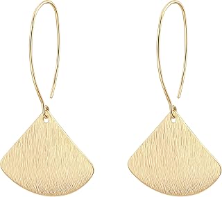SOFYBJA Dainty 18K Gold Plated Disc Ball Triangle Sunburst Drop Earrings Long Dangle Lightweight Handmade Earrings Jewelry