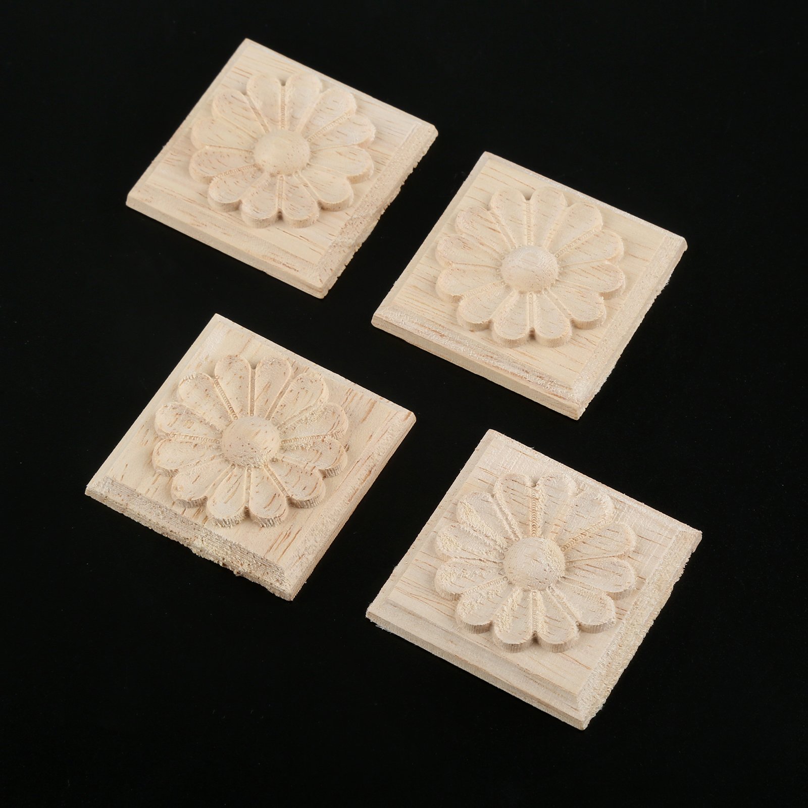 Applique Décorative En Bois Sculpté - Autocollant Pour Meubles, Portes, Murs - Motif élégant - Facile à Peindre