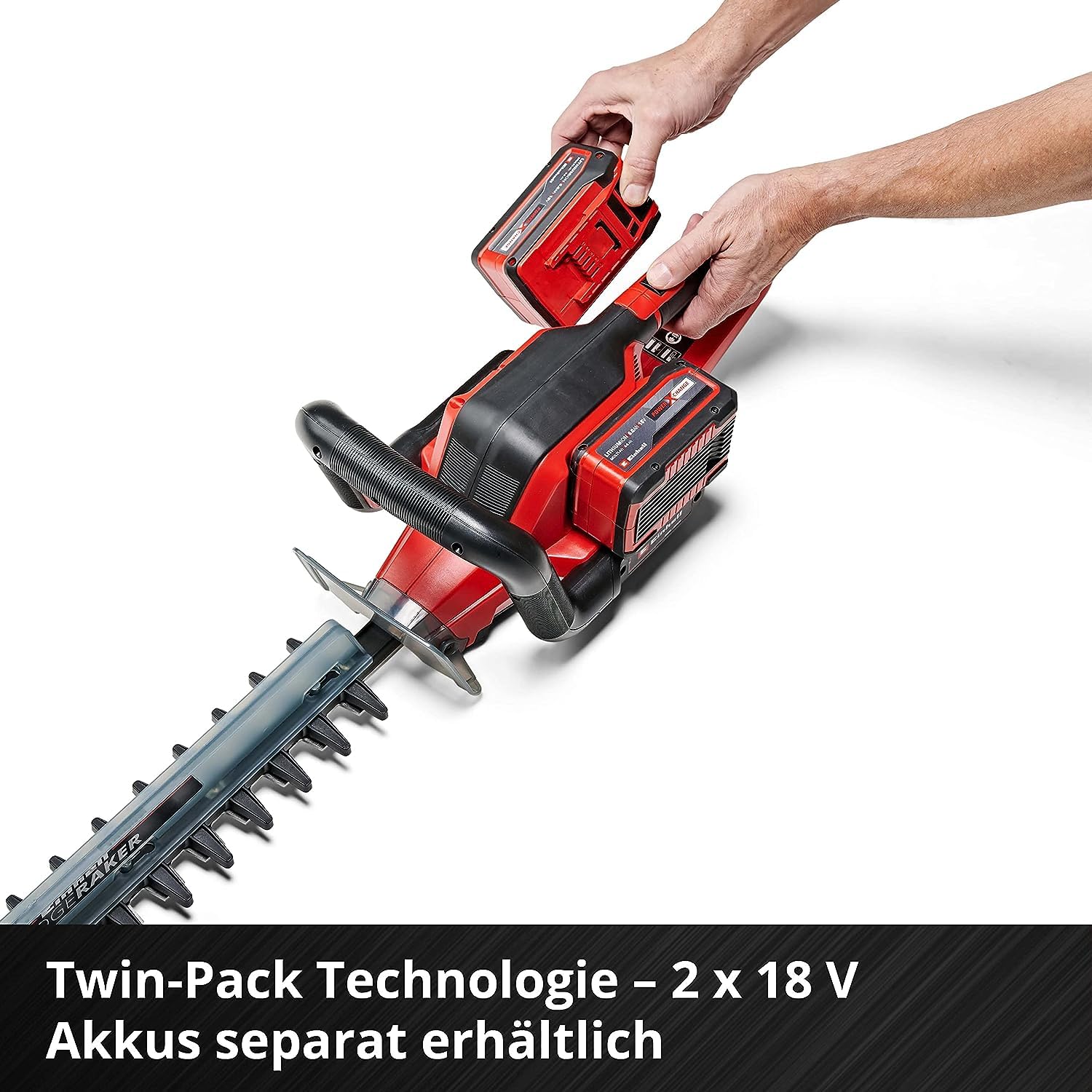 Einhell Akku-Heckenschere GE-CH 36/65 Li-Solo Power X-Change (36 V, 65 cm Schnittlänge, 30 mm Zahnabstand, drehbarer Handgriff, inkl. Schnittgutsammler, ohne Akku)