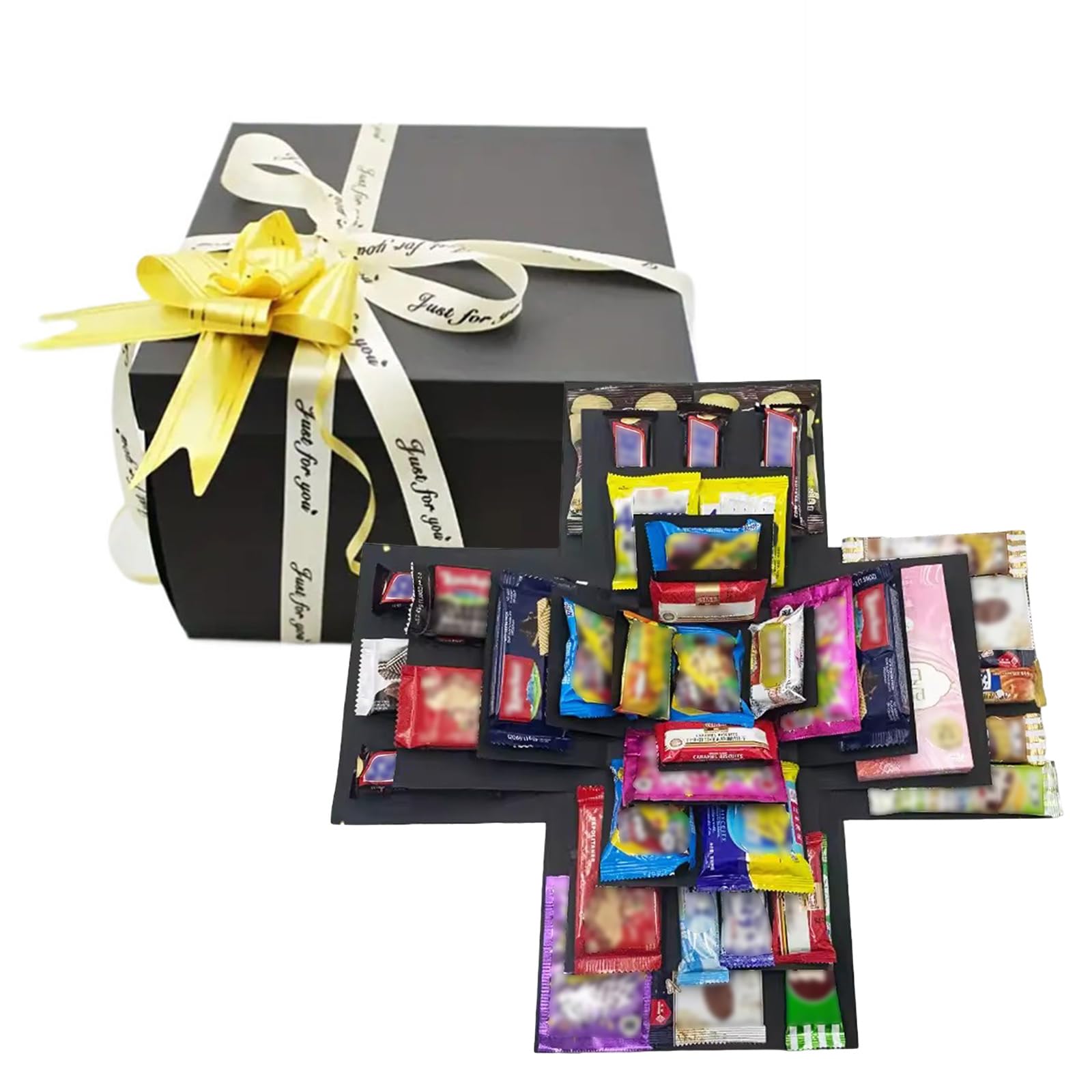 KMDZDZGS 5-Layer Explosion Gift Box, DIY Creative Exploding Gift Box, Candy Box, Handmade Surprise Box for Christmas Anniversary Birthday Valentine's Day and Wedding (Black)