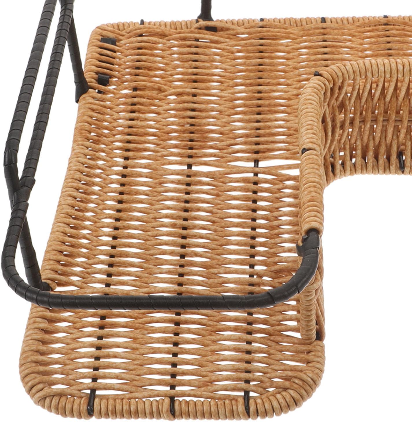 Space Saving Corner Wall Storage Basket - L-Shaped Plastic Wicker Hanging Organizer - Wall Mounted Shelf for Bathroom Shower Toilet Cosmetic Organizer