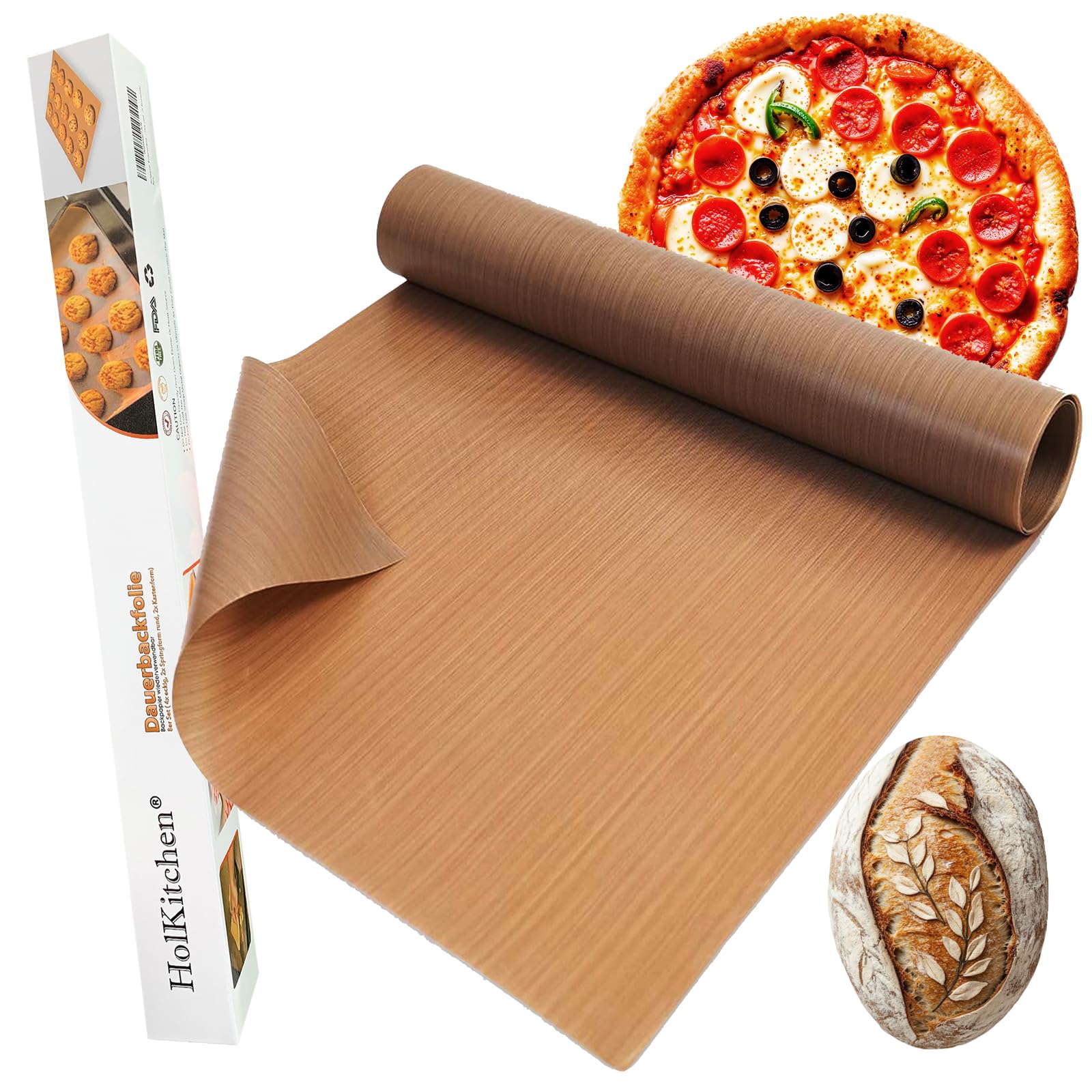 Permanent Baking Foil (Set Of 8) - Premium Reusable Baking Paper - Permanent Baking Mat For Loaf Tin And Springform Cake Tin - Heat Resistant, Can Be Cut To Size, Non-Stick Coating - View #9