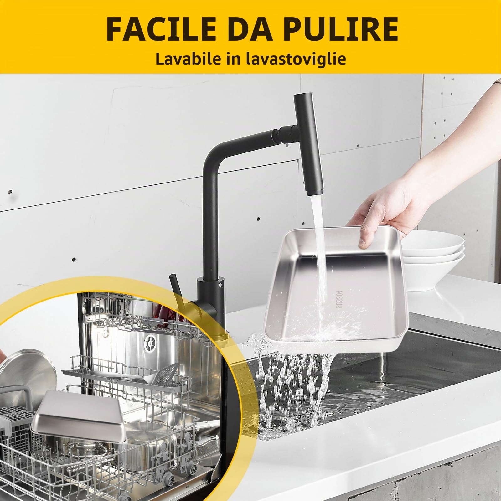 Set di 3 Vassoi Rettangolari in Acciaio Inox,Ciotole per Impanare,Teglie per Impanatura in Acciaio Inox,Teglia per Briciole Rettangolare,Impilabili-Vassoi per Alimenti Come Pangrattato e Farina