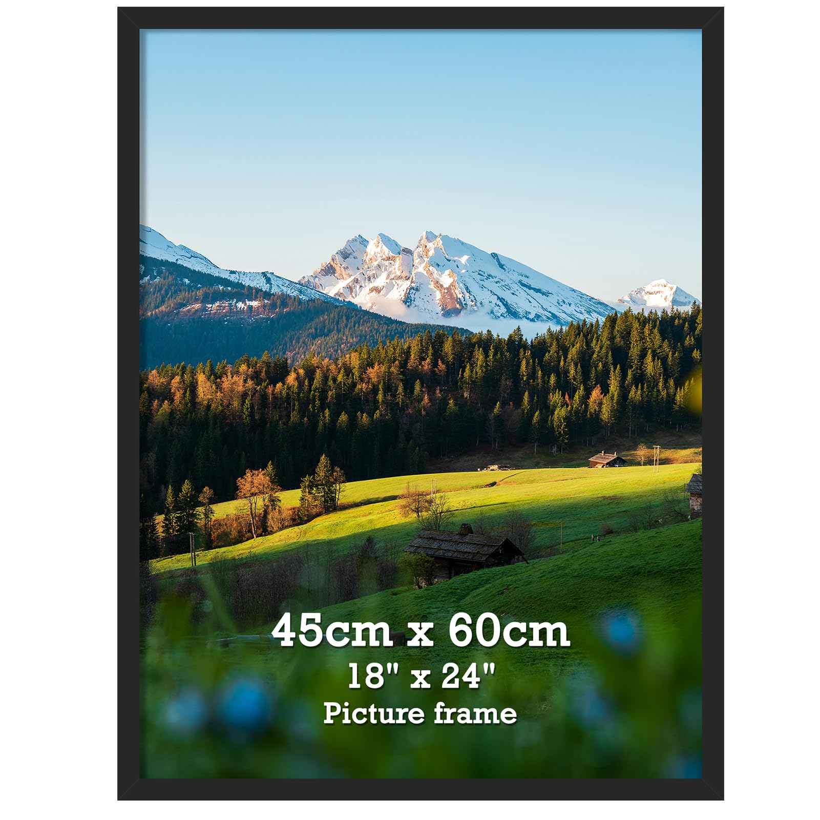 Vasemouh 18x24 inch frame Black, Single Aluminium 18x24 frame Poster Frame Horizontal or Vertical Wall Mounting for Home, Office, Gallery โ image 1