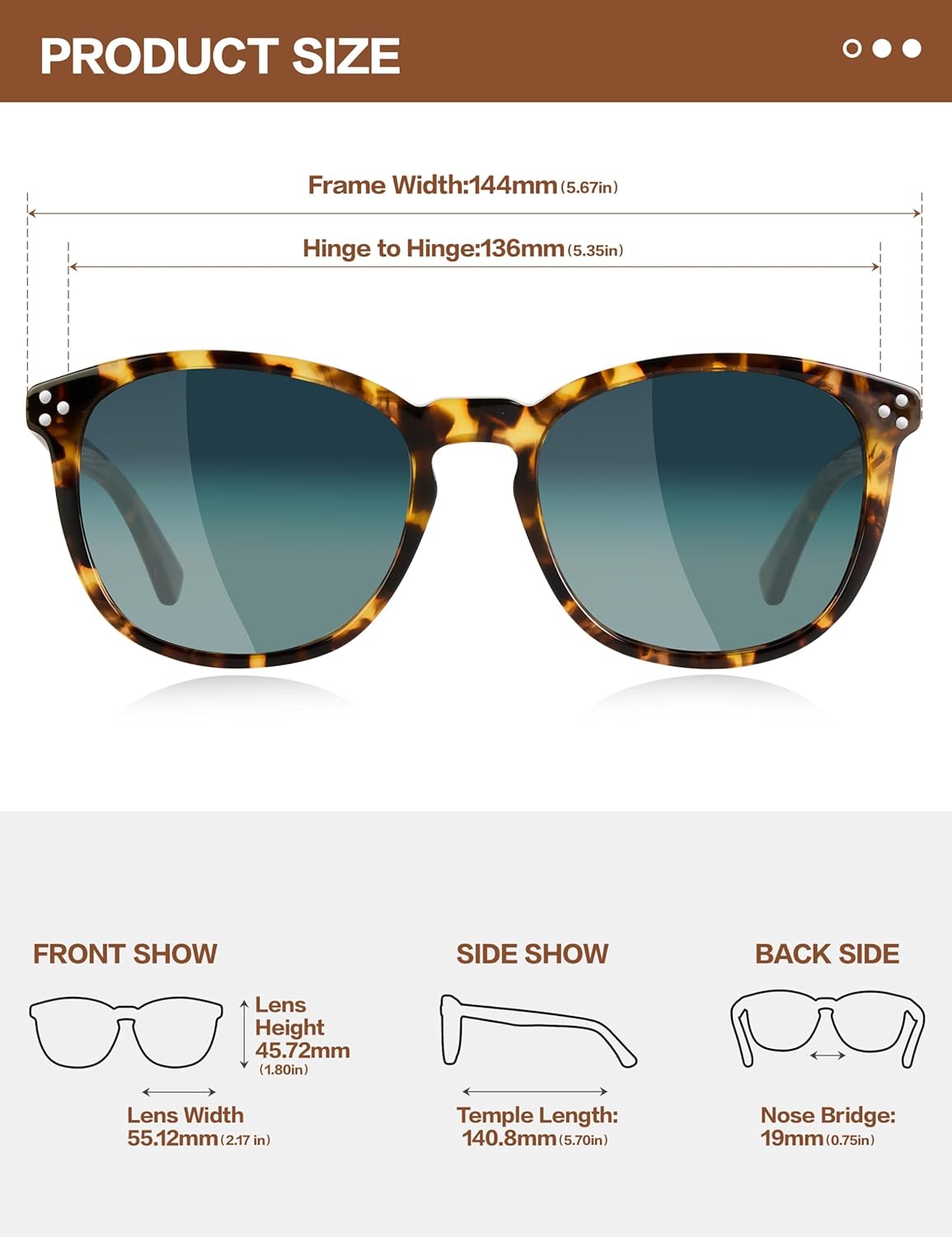 Polarized Sunglasses For Women UV - Protection Womens Trendy Fashion Large Shades With Acetate Frame BC2110 - Image 3