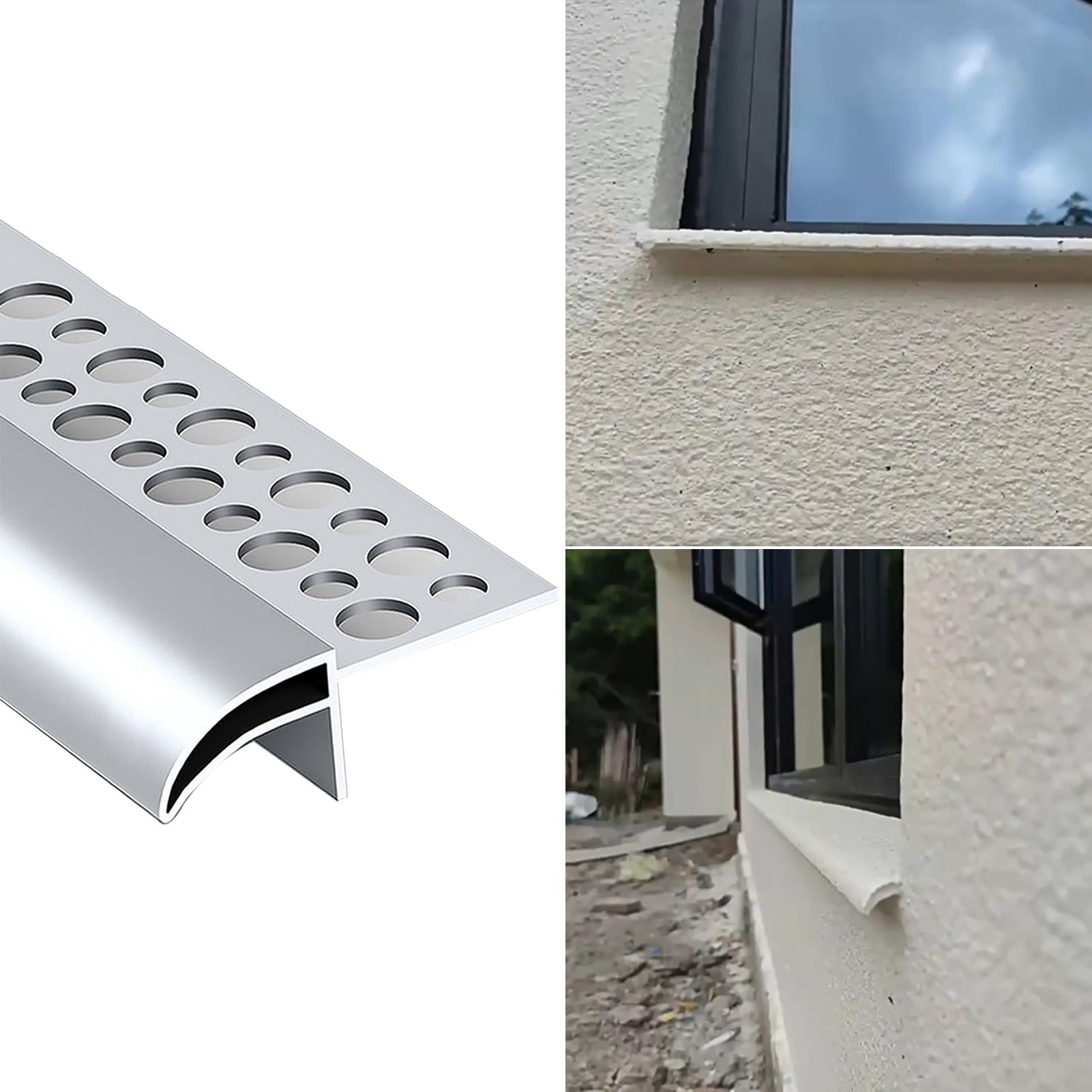 übergangsprofil Tropfkantenleiste für Fensterbankkanten, Zuschneidbare Dachrinnen-Tropfkantenprofile, Regenwasserableitprofil aus Aluminium(1m (3ft))